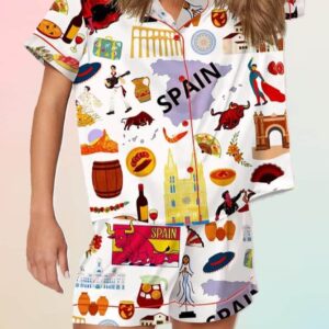 Spain Travel Satin Pajama Set