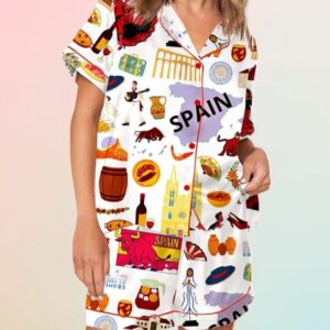 Spain Travel Satin Pajama Set1