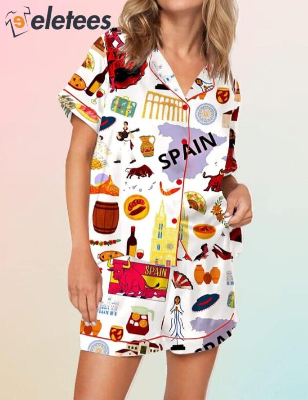 Spain Travel Satin Pajama Set