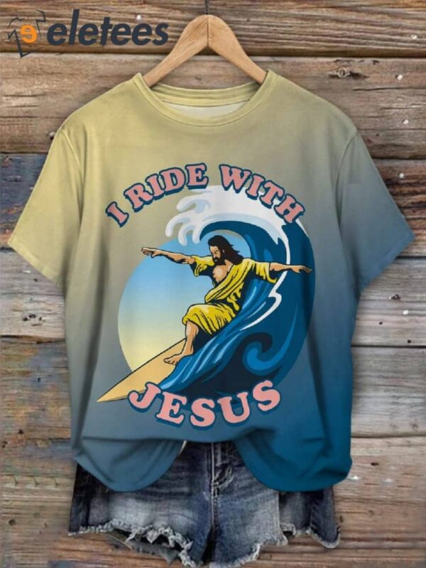 Surfing Jesus Christ Crew Neck T-shirt