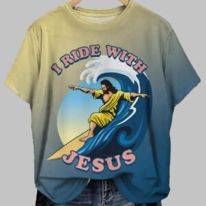 Surfing Jesus Christ Crew Neck T shirt1
