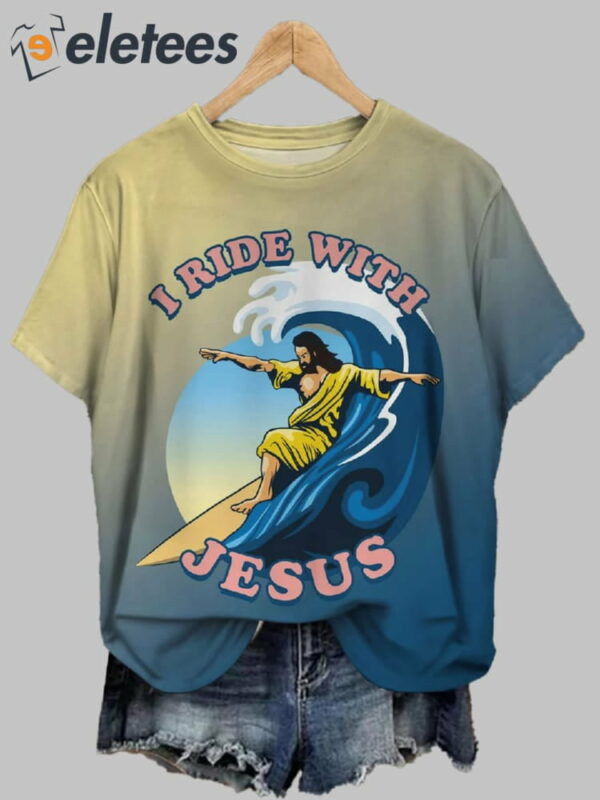 Surfing Jesus Christ Crew Neck T-shirt