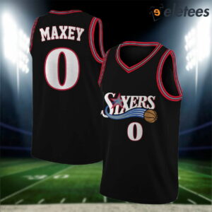 Tyrese Maxey 76ers Allen Iverson Era Black Jersey1