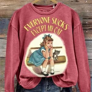 Vintage Everyone Sucks Except My Cat Washed Sweatshirt