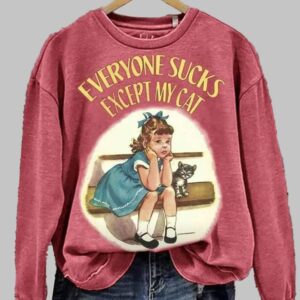 Vintage Everyone Sucks Except My Cat Washed Sweatshirt1