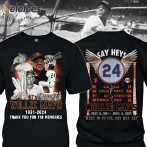 Willie Mays 1931-2024 Thank You For The Memories 2 Sided Shirt