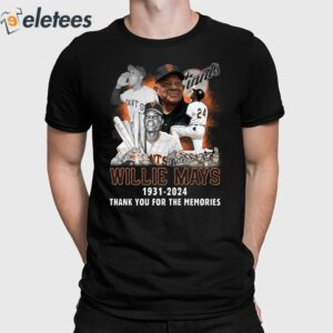 Willie Mays 1931 2024 Thank You For The Memories 2 Sided Shirt 2