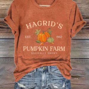 WomenS Hagrids Pumpkin Patch Print Casual T Shirt