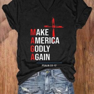 Women’S Make America Godly Again Print Casual T-Shirt