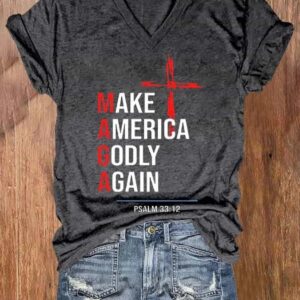 WomenS Make America Godly Again Print Casual T Shirt1