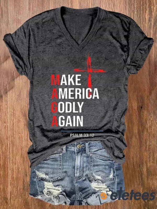 Women’S Make America Godly Again Print Casual T-Shirt