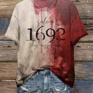 Women’s Blood Dark Gothic Salem Witch 1692 They Missed One Halloween Art Printed T-Shirt