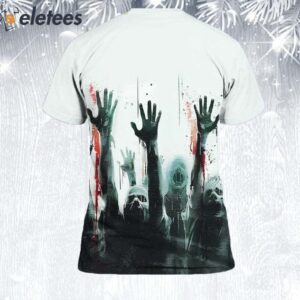 Womens Blood Hand Stain Halloween Horror Print T Shirt 3