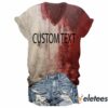 Women’s Bloody Custom Text Halloween Print V-Neck T-Shirt