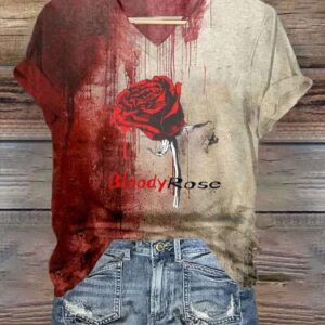 Women’s Bloody Halloween Print Casual T-Shirt