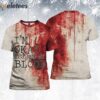 Women’s Bloody I’m Okay It’s Not My Blood Halloween Print V-Neck Shirt