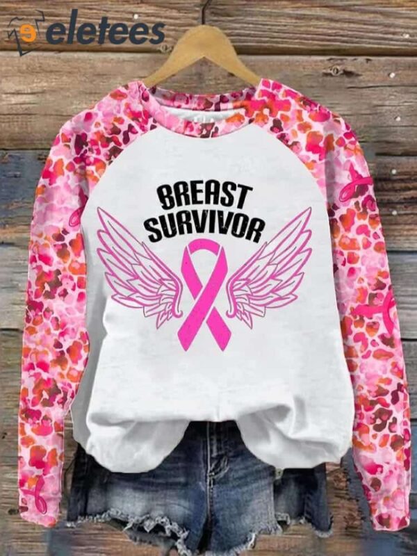 Women’s Breast Cancer Awareness Pink Ribbon Printed Casual Sweatshirt