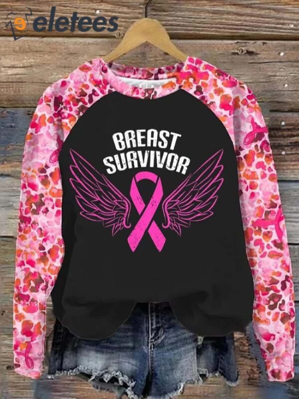 Women’s Breast Cancer Awareness Pink Ribbon Printed Casual Sweatshirt