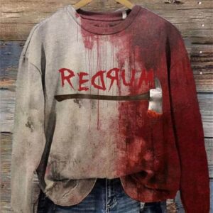 Women’s Casual Halloween Redrum Axe Bloody Print Sweatshirt