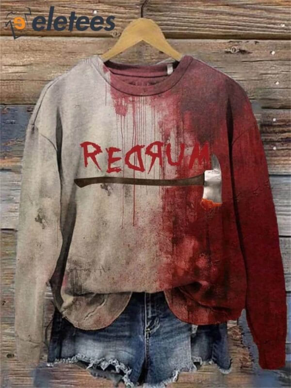 Women’s Casual Halloween Redrum Axe Bloody Print Sweatshirt