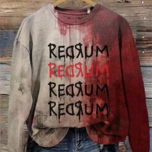 Women’s Casual Halloween Redrum Bloody Print Sweatshirt