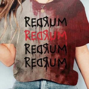 Women’s Casual Halloween Redrum Bloody Print T-Shirt
