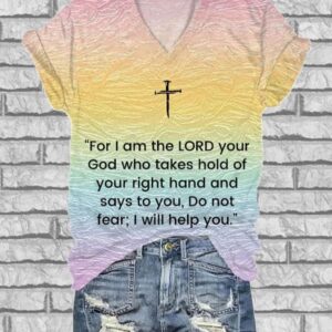 Womens Do not fear I will help you scripture V neck T shirt1