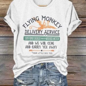 Women’s Flying Monkey Wicked Fan Print Crew Neck T-Shirt