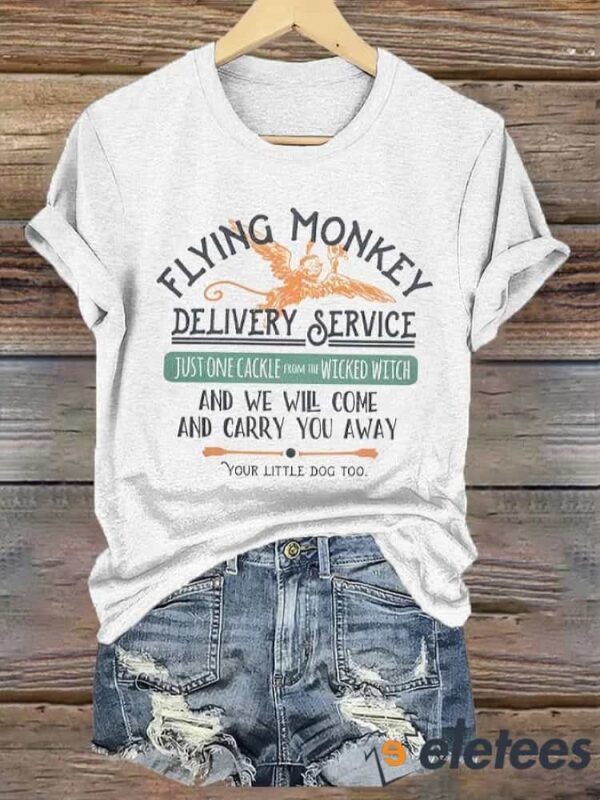 Women’s Flying Monkey Wicked Fan Print Crew Neck T-Shirt