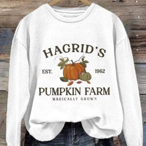 Women’s Hagrid’S Pumpkin Patch Print Long Sleeve Sweatshirt