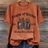 Women’s Halloween League of Witches Witches Help Witches Print Casual Tee