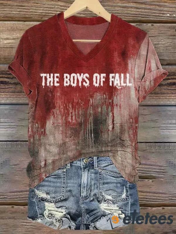 Women’s Halloween The Boys Of Fall Print V-Neck T-Shirt