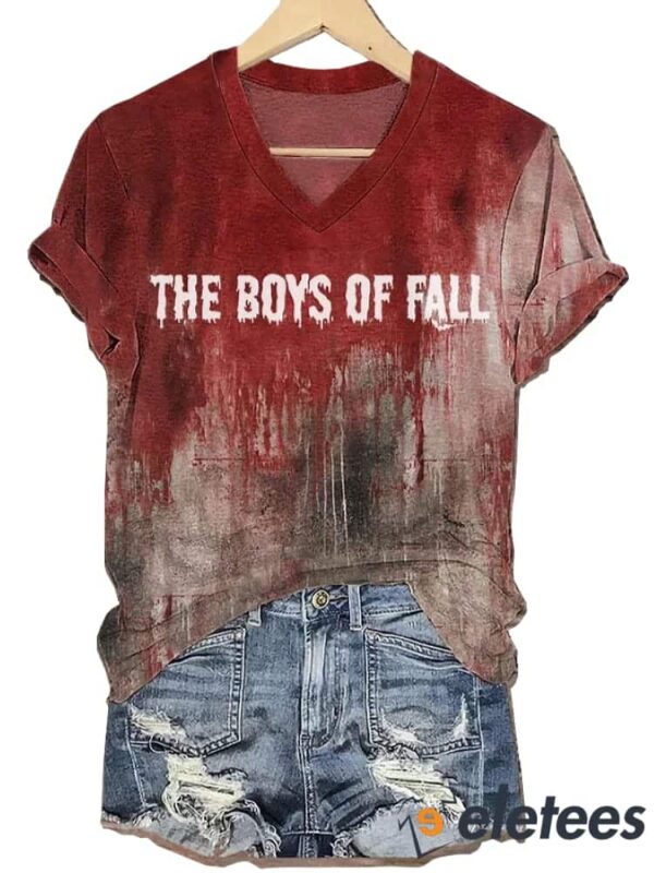 Women’s Halloween The Boys Of Fall Print V-Neck T-Shirt