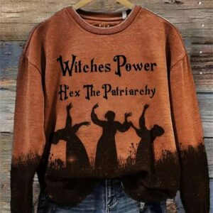 Womens Halloween Witches Power Hex The Patriarchy Print Sweatshirt