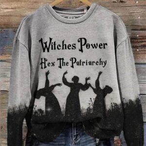 Womens Halloween Witches Power Hex The Patriarchy Print Sweatshirt2