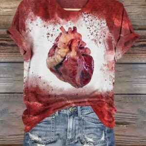 Womens Heart Blood Halloween Art Print T Shirt