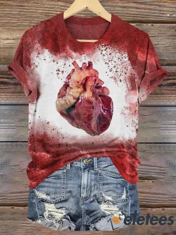 Women’s Heart Blood Halloween Art Print T-Shirt