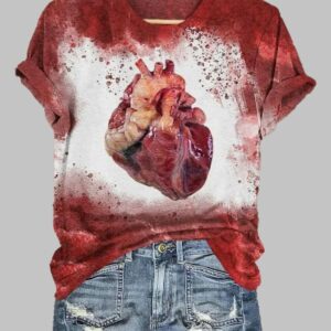 Womens Heart Blood Halloween Art Print T Shirt1