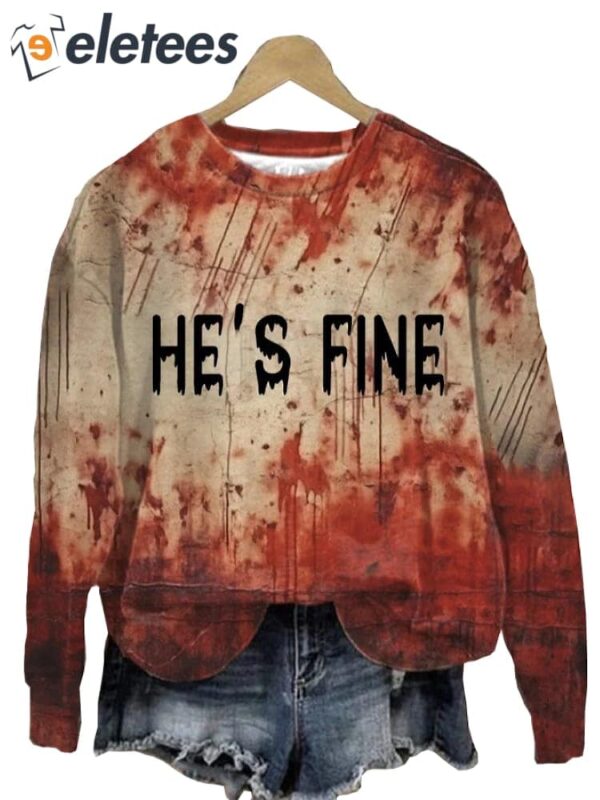 Women’s He’s Fine Bloody Print Round Neck Sweatshirt