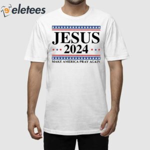 Women's Jesus 2024 Make America Pray Again Print V-Neck T-Shirt