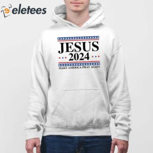 Womens Jesus 2024 Make America Pray Again Print V Neck T Shirt 8