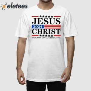 Women's Jesus Christ 2024 Only Jesus Can Save This Nation Print Crew Neck T-Shirt