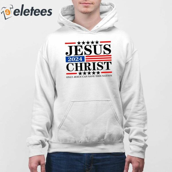 Women’s Jesus Christ 2024 Only Jesus Can Save This Nation Print Crew Neck T-Shirt