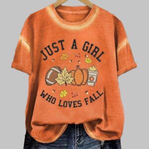 Womens Just A Girl Who Loves Fall T Shirt1