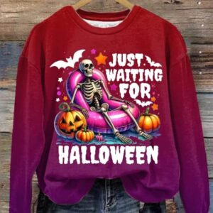 Women’s Just Waiting For Halloween Print Sweatshirt