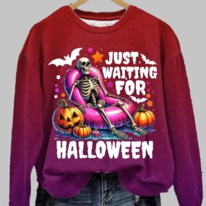 Womens Just Waiting For Halloween Print Sweatshirt1