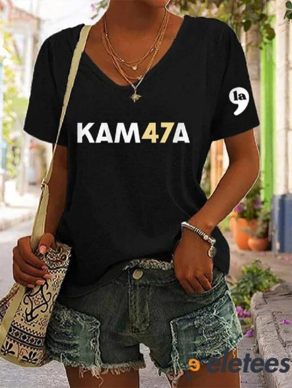 Women’s KAM47A Print V-Neck T-Shirt