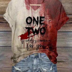 Womens One Two Freddys Coming For You Print T shirt
