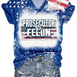 Womens Vote For Prosecutor vs Felon Print 3d V Neck T Shirt