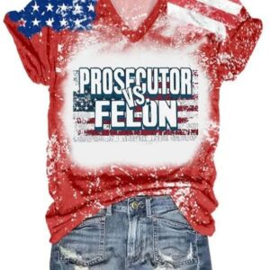 Womens Vote For Prosecutor vs Felon Print 3d V Neck T Shirt1